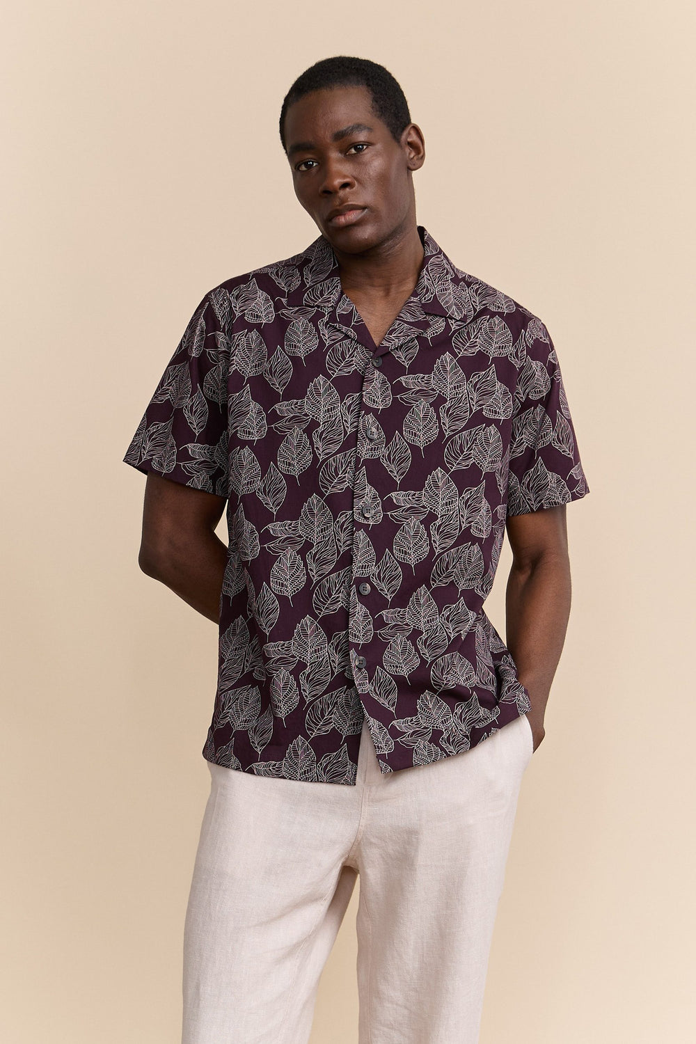 Chemise à imprimé de feuillage