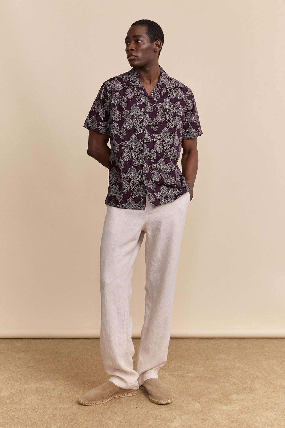 Chemise à imprimé de feuillage