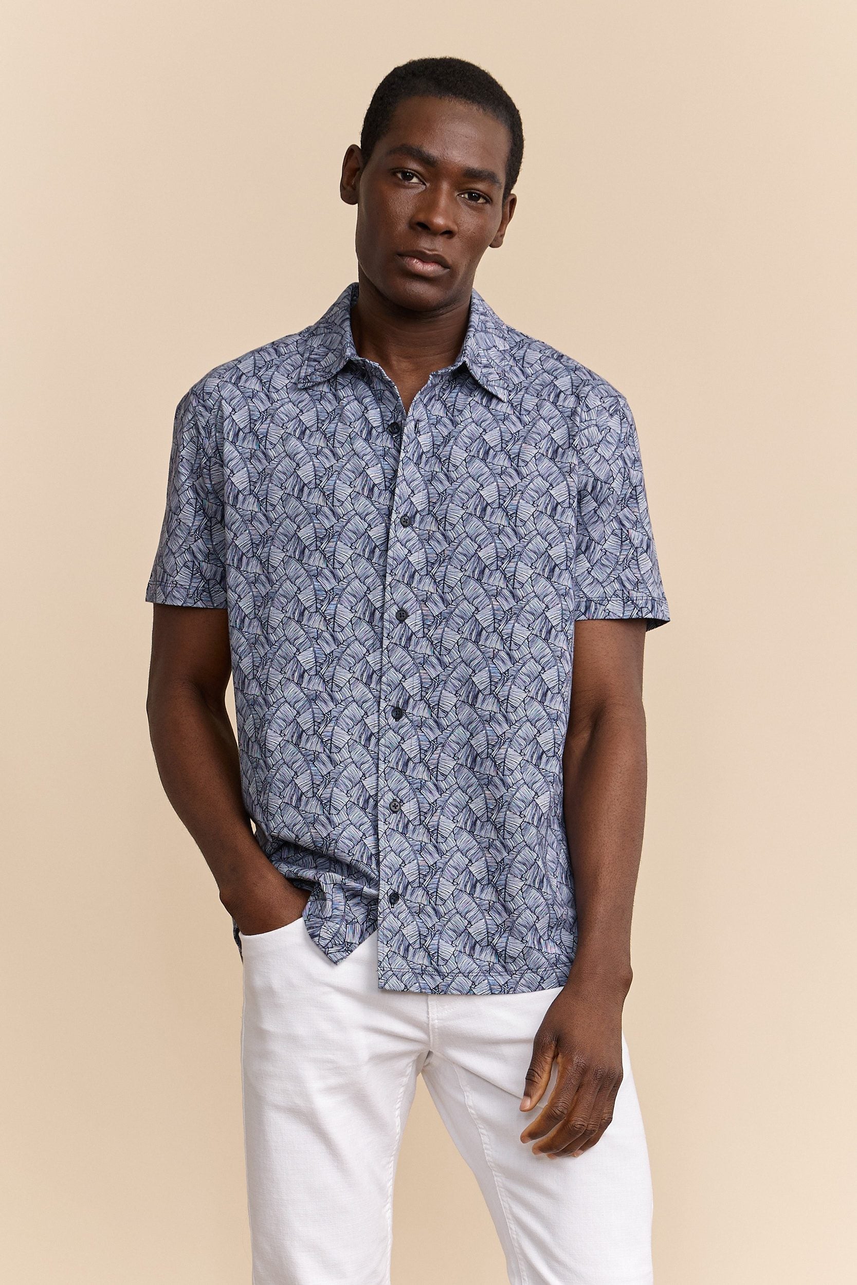 Tropical leaves print shirt