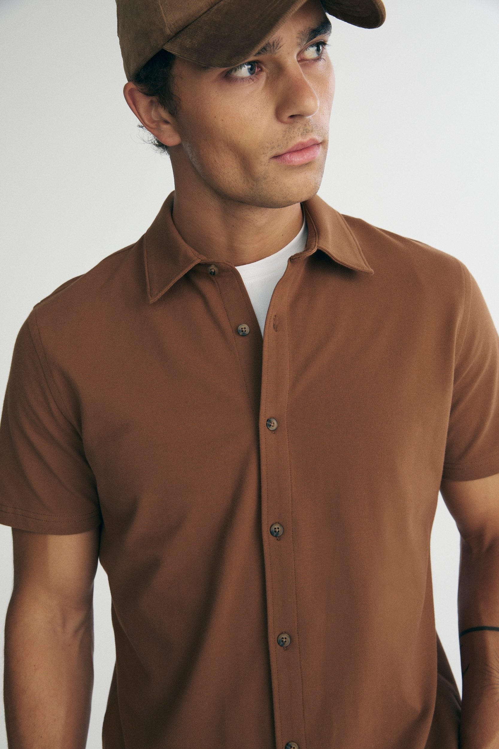 Chemise en piqué manches courtes