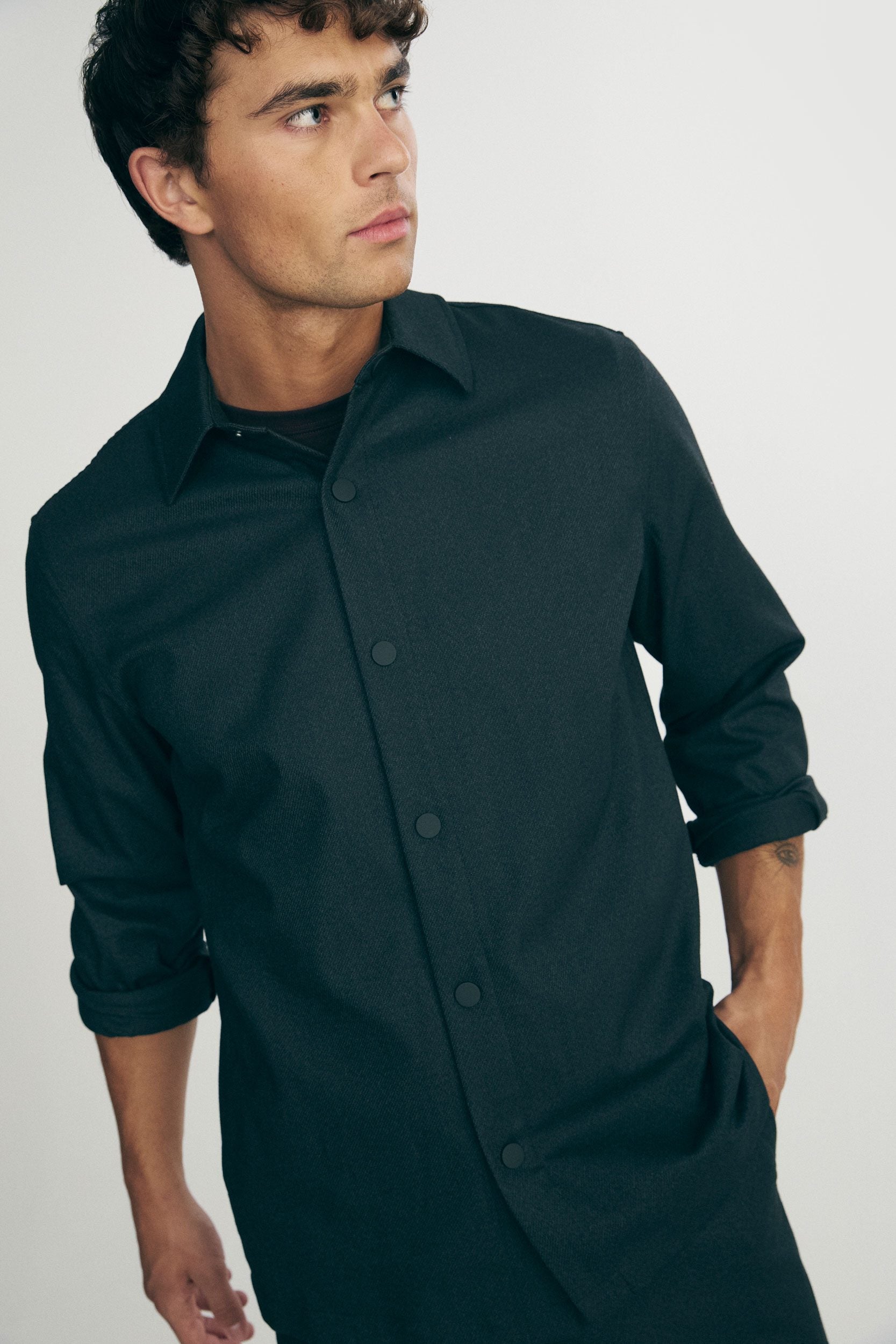 Two-tone twill overshirt