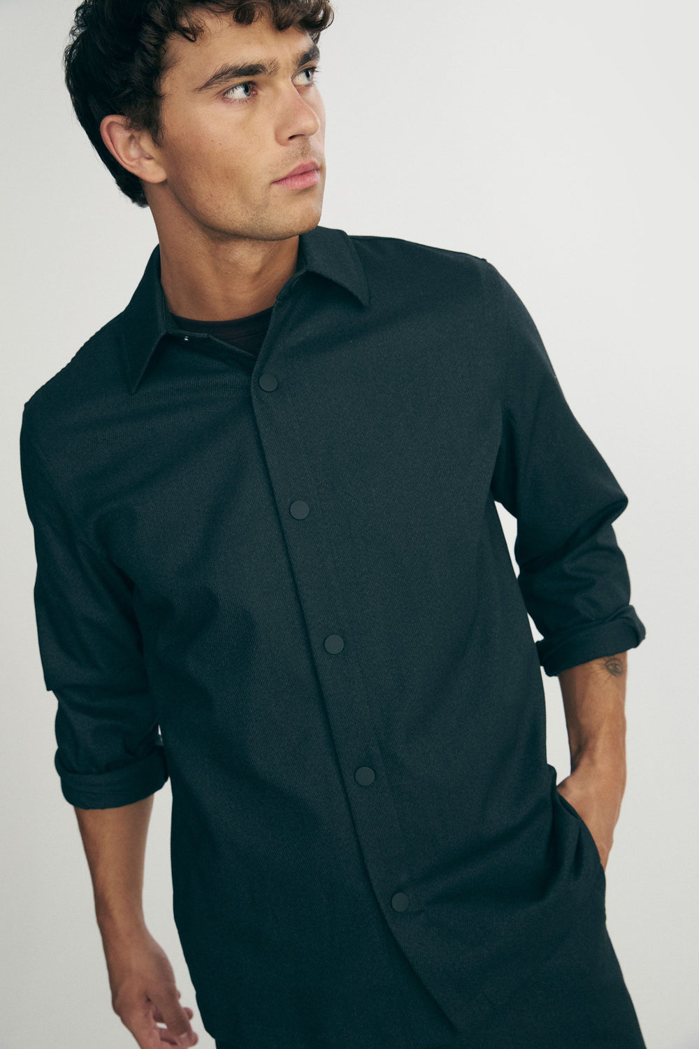 Two-tone twill overshirt