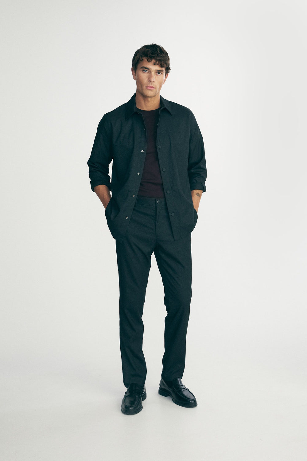 Two-tone twill overshirt