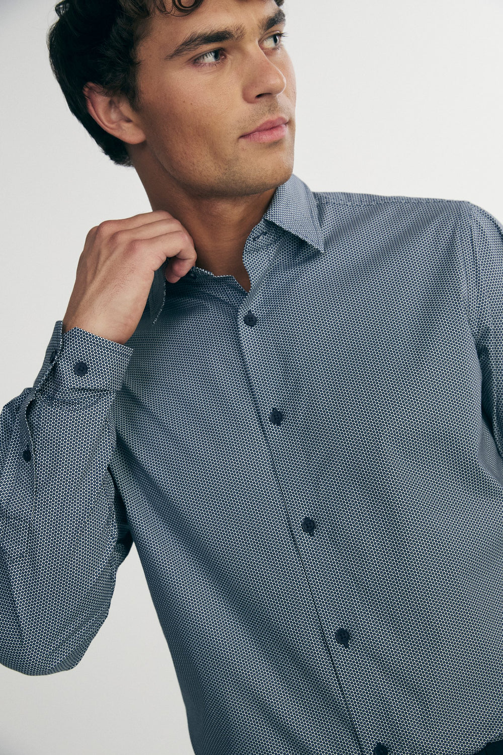 Micro print fitted shirt