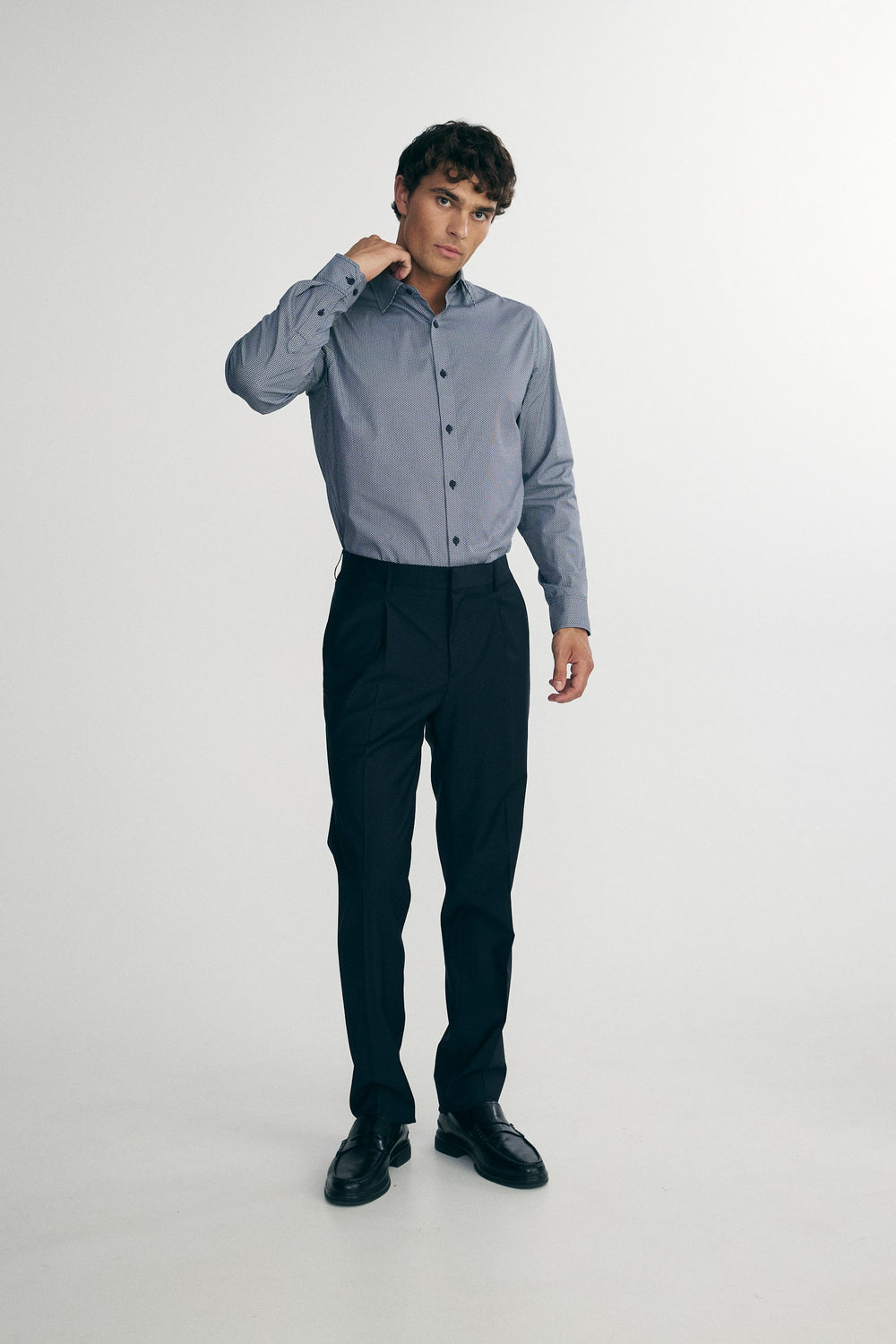 Micro print fitted shirt