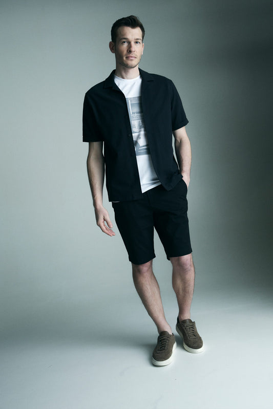 Chemise Homme XMI En Coton Noir Et Blanc à Rayures épingle - Taille 17-34/35, Manches Longues, Occasion Très Bon état