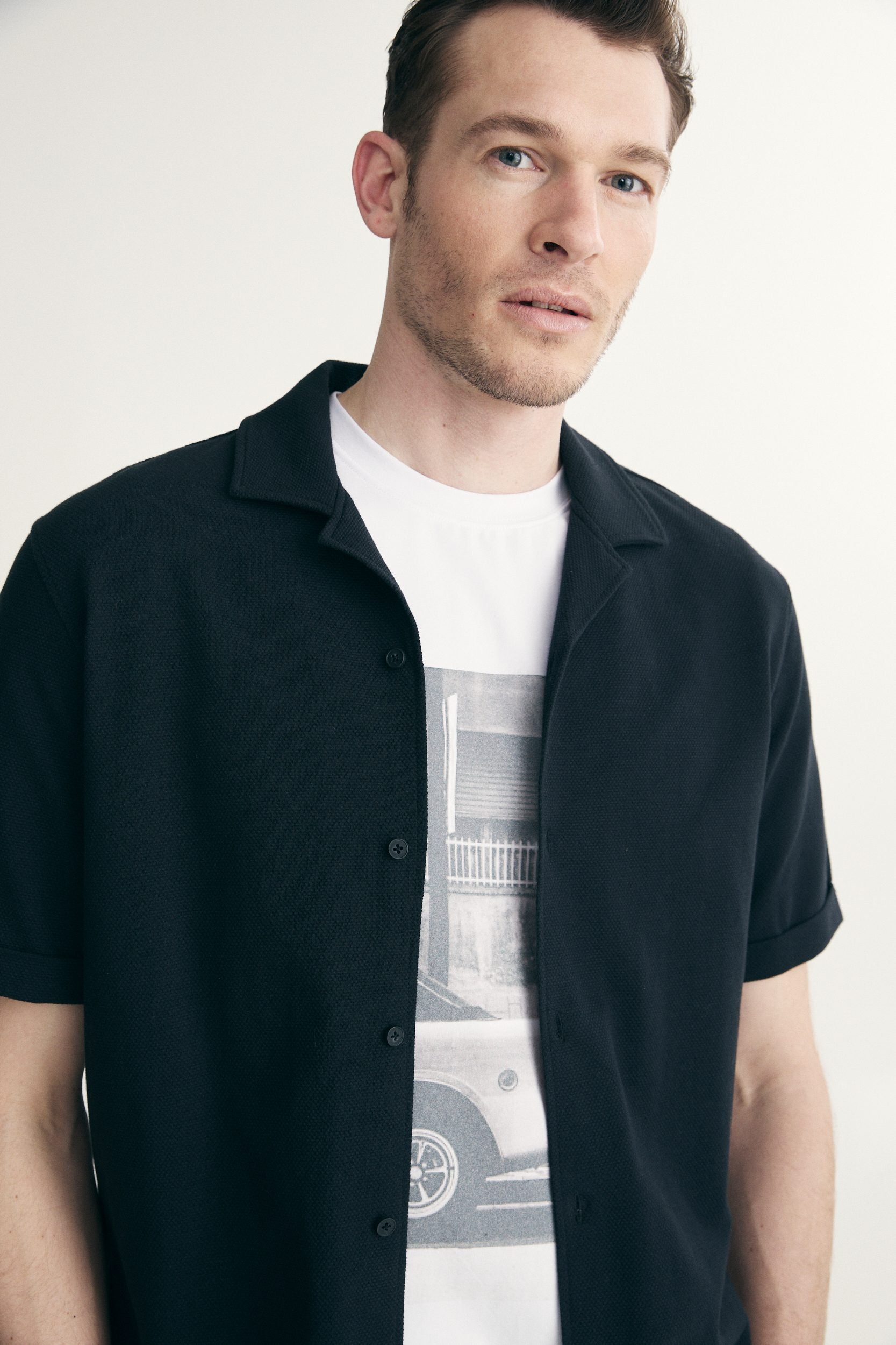 Chemise boxy à col cubain