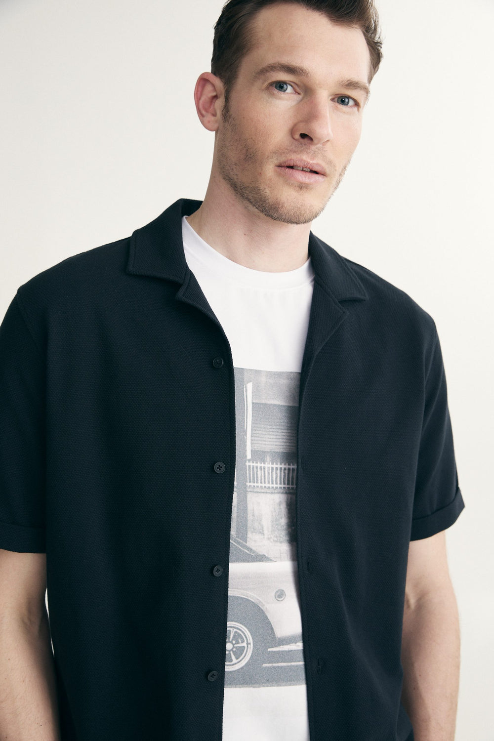 Chemise boxy à col cubain