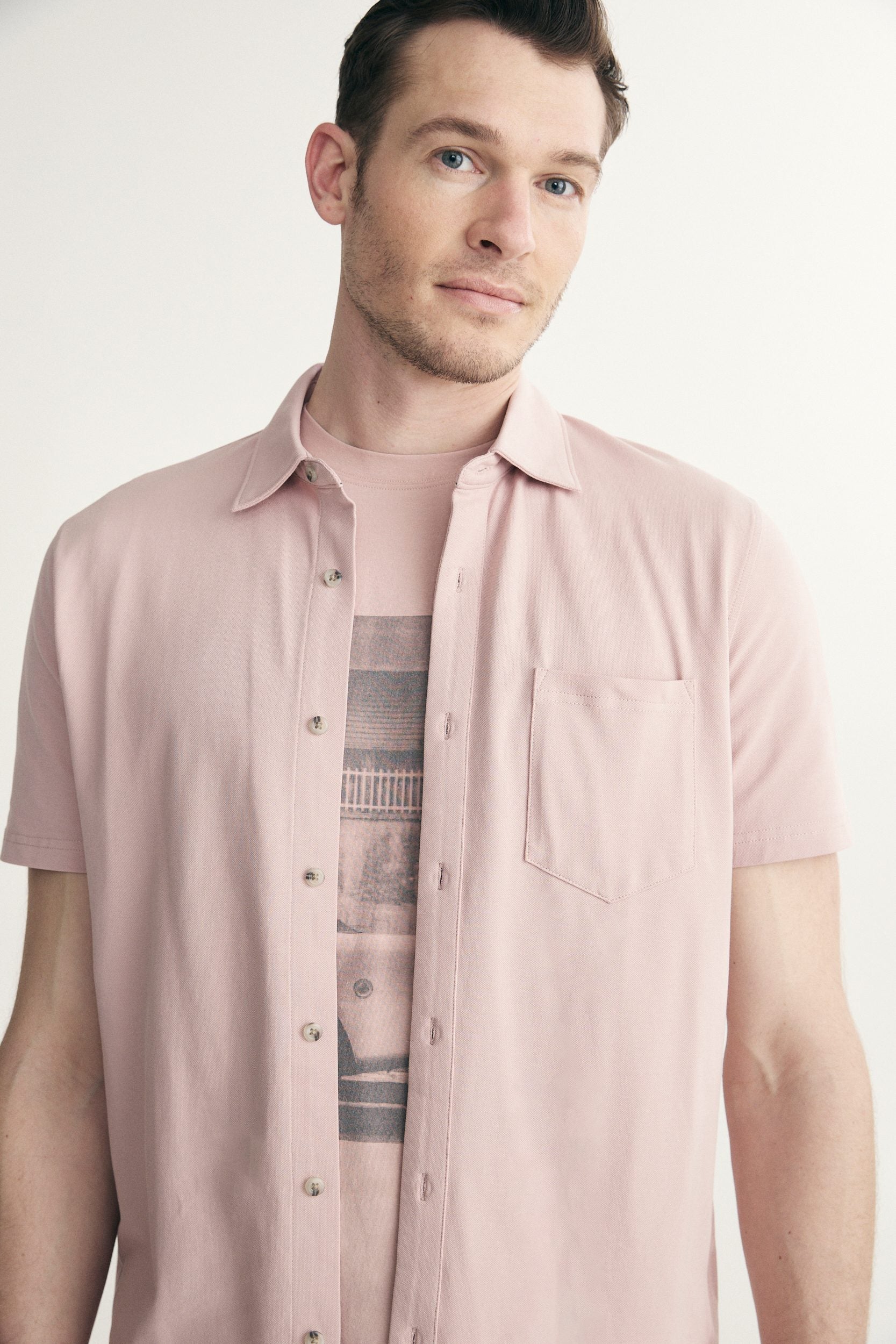 Chemise en piqué manches courtes