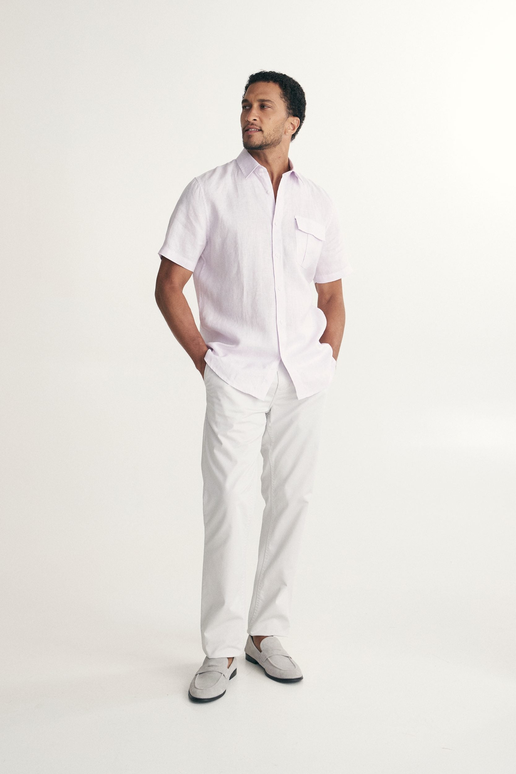 Semi-Fitted short sleeves linen shirt
