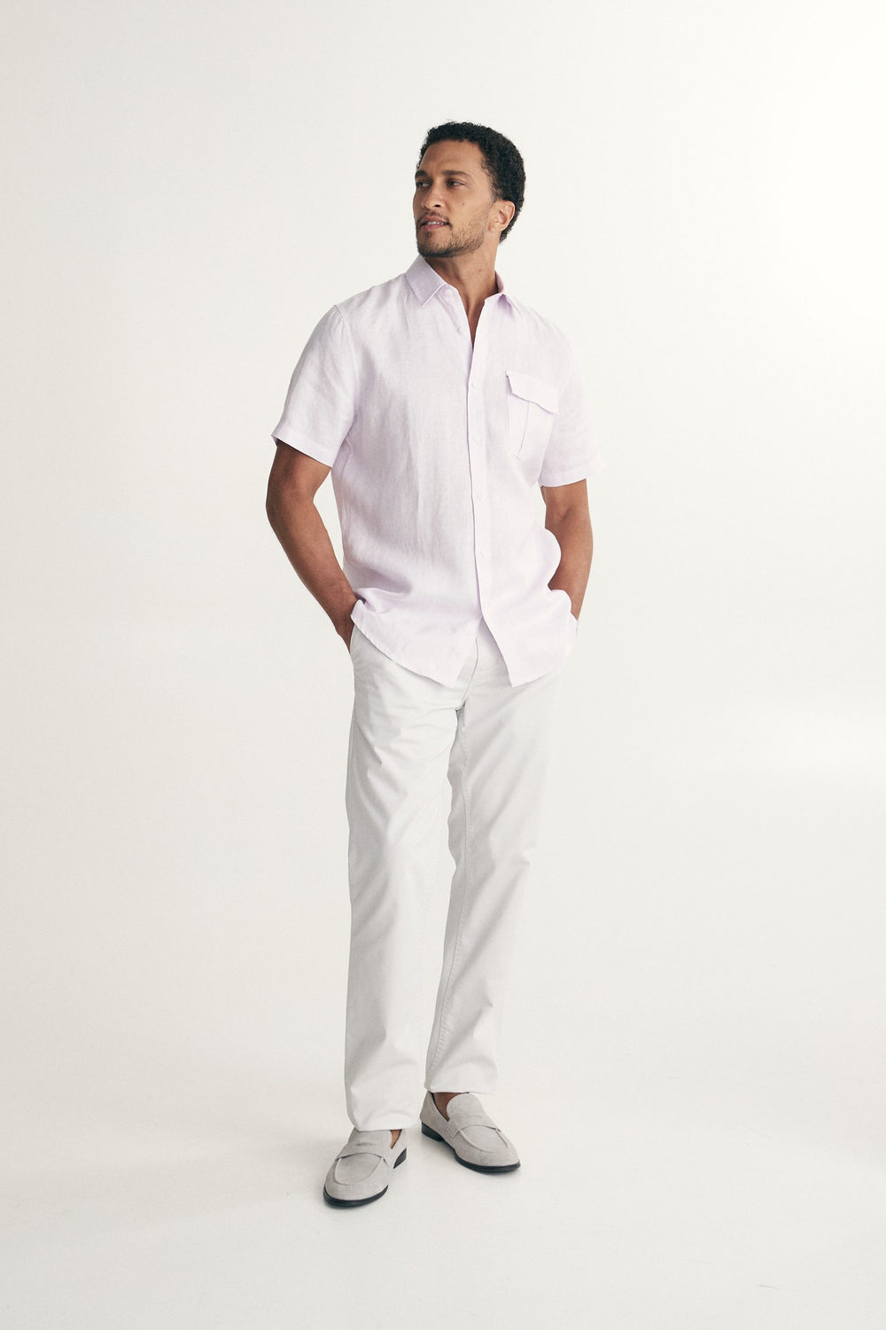 Semi-Fitted short sleeves linen shirt