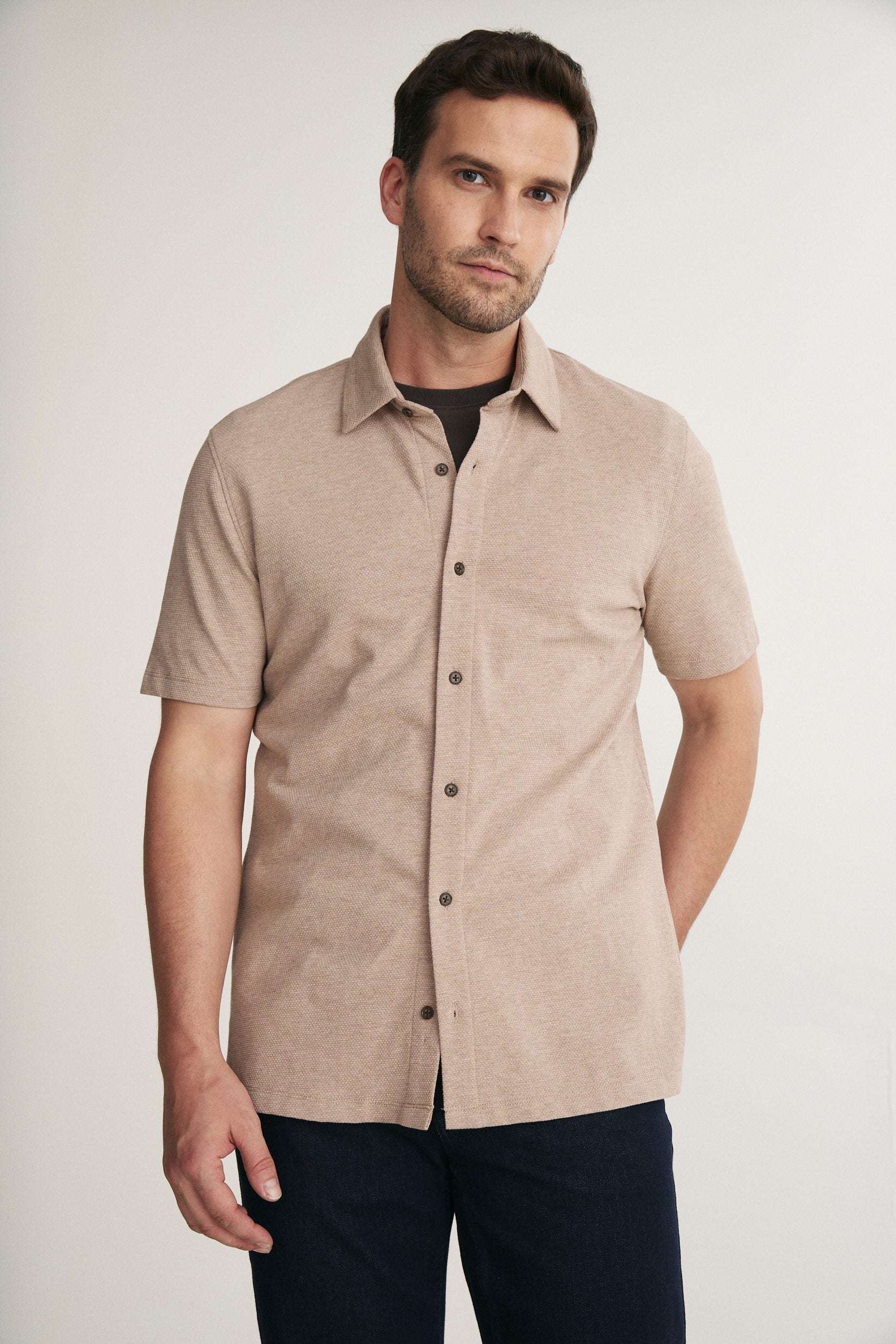 Textured Knit Short Sleeve Shirt