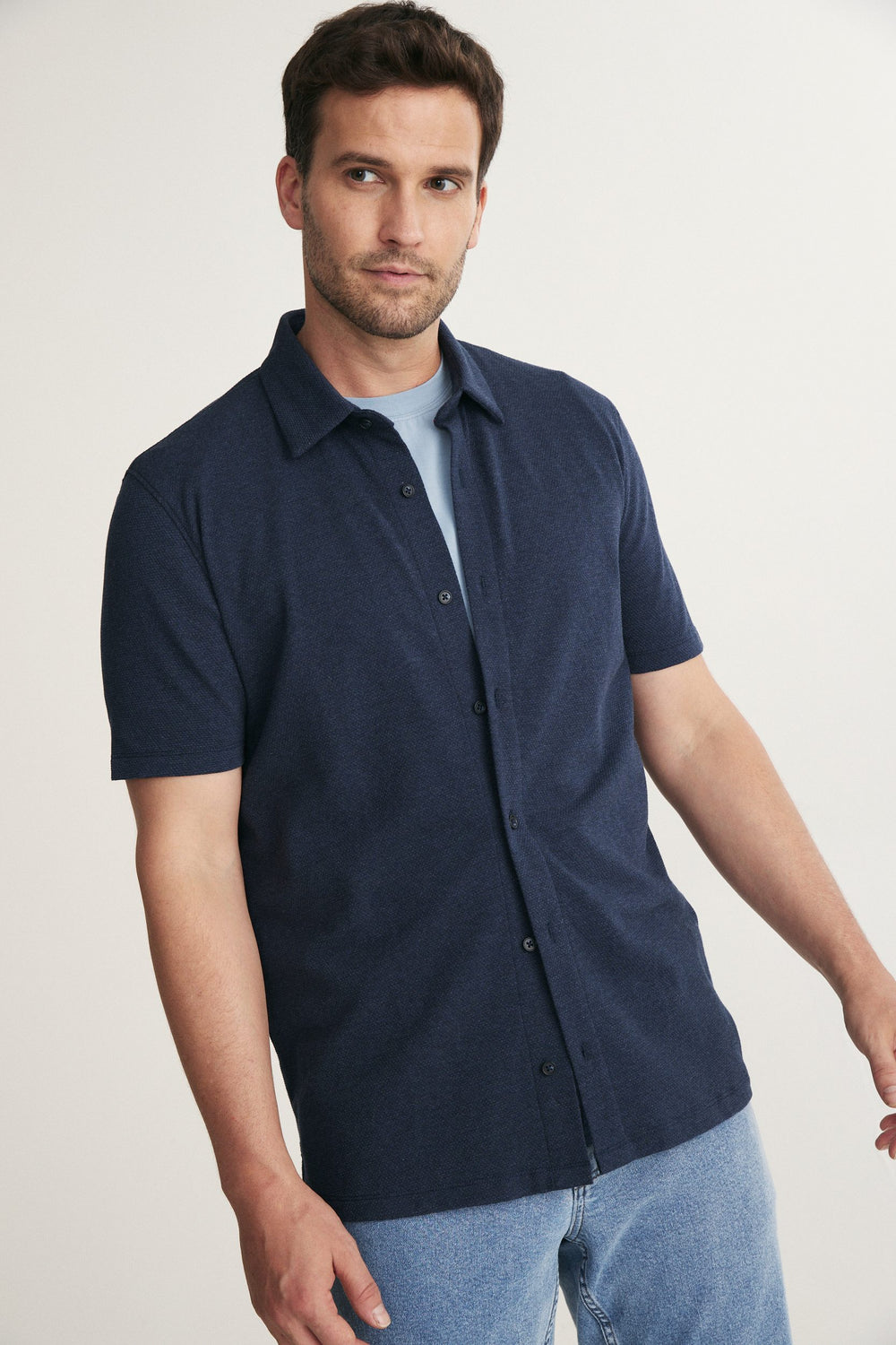 Textured Knit Short Sleeve Shirt