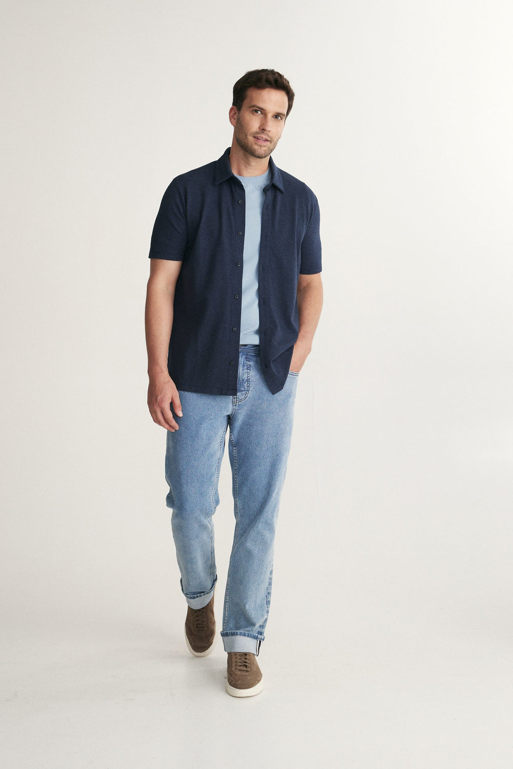 Textured Knit Short Sleeve Shirt