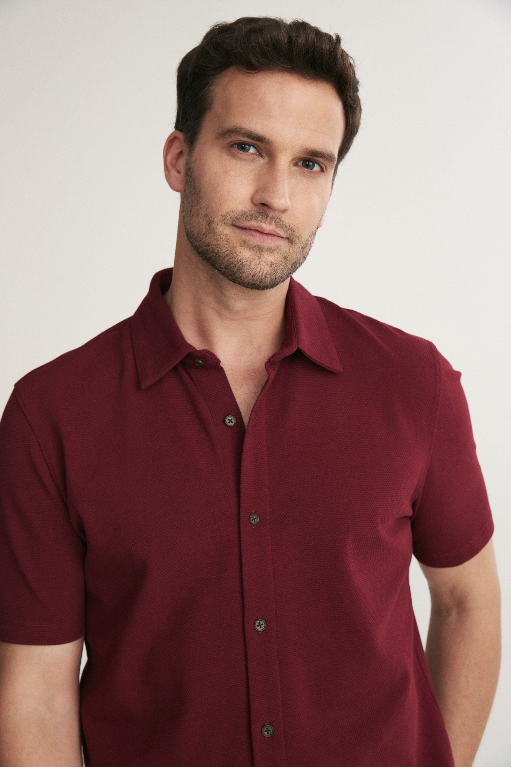 Textured Knit Short Sleeve Shirt
