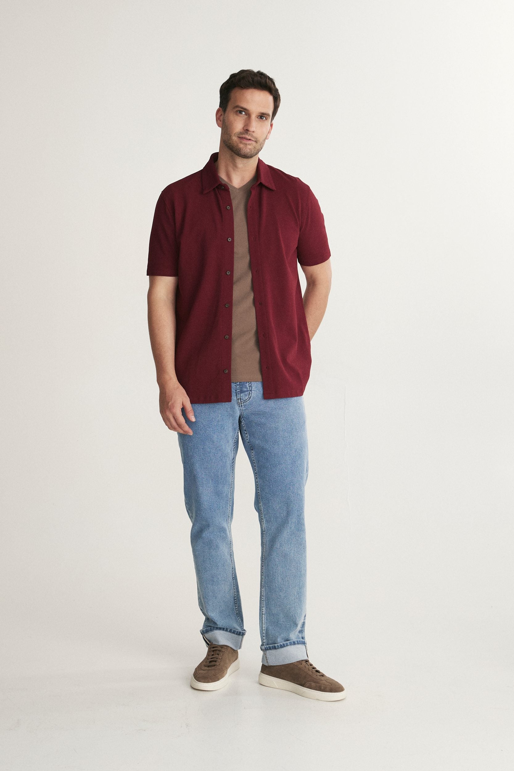 Textured Knit Short Sleeve Shirt