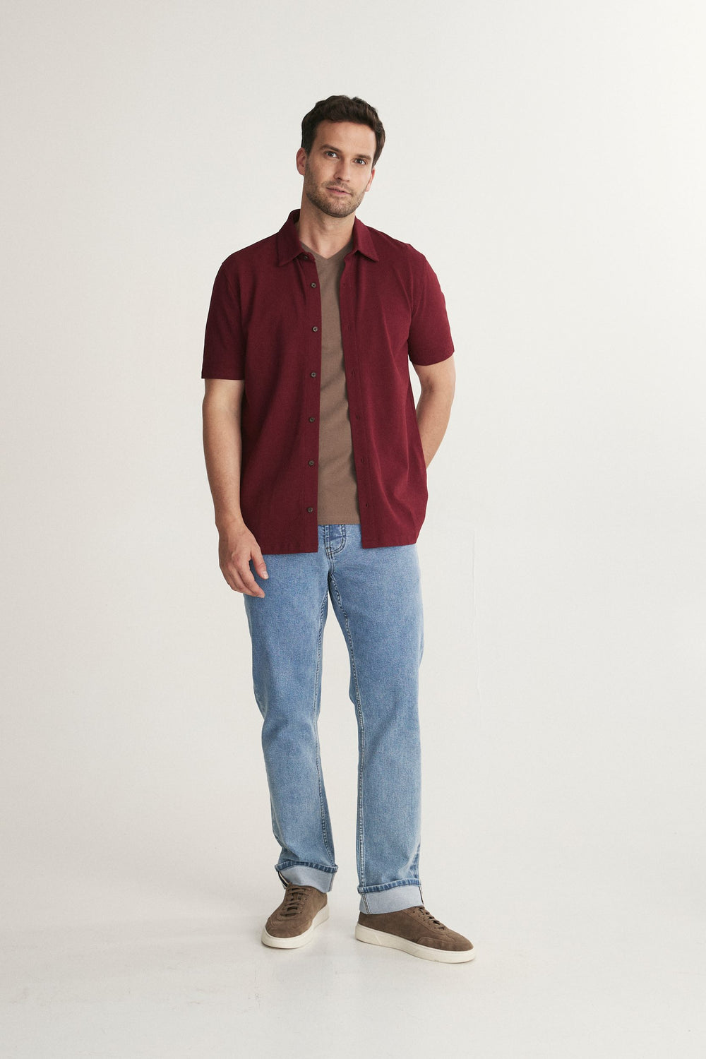 Textured Knit Short Sleeve Shirt
