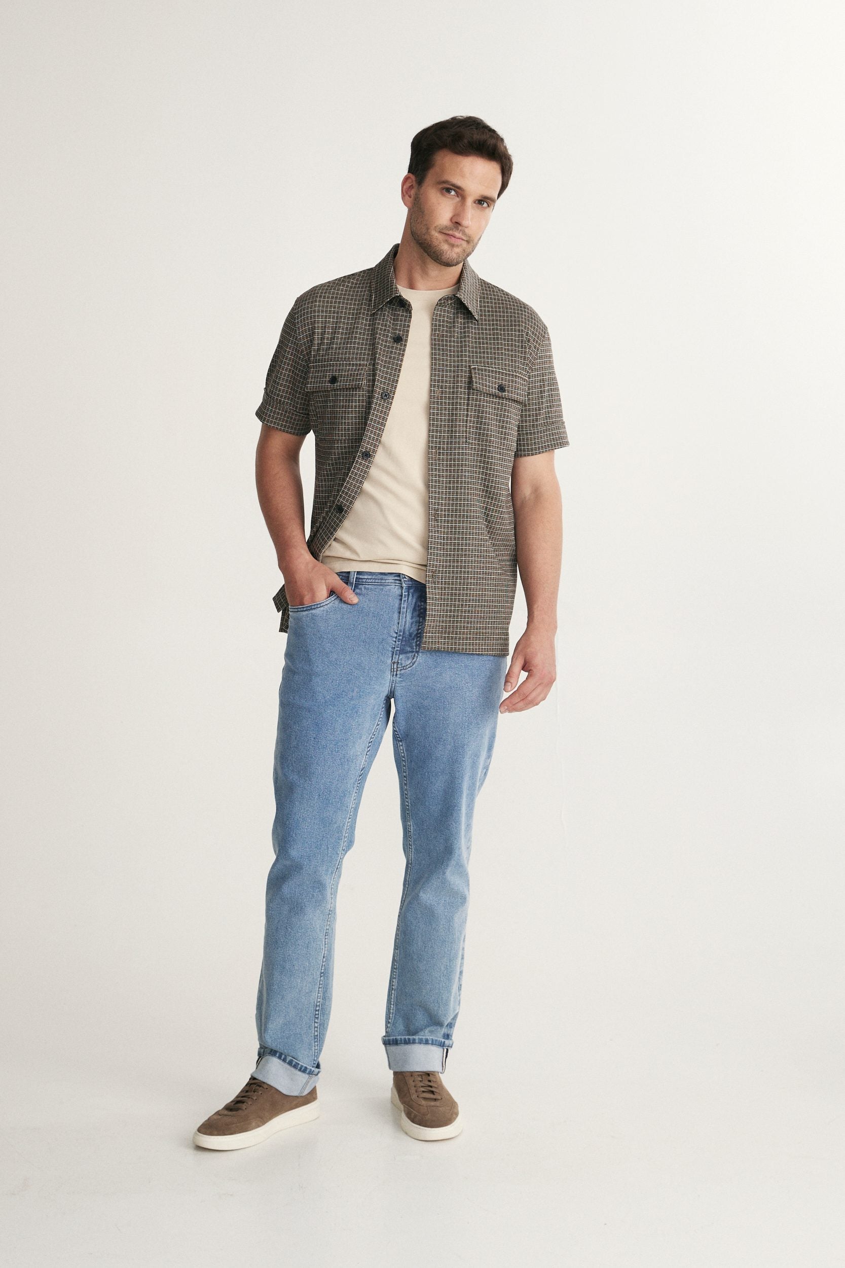Check Knit Short Sleeve Shirt