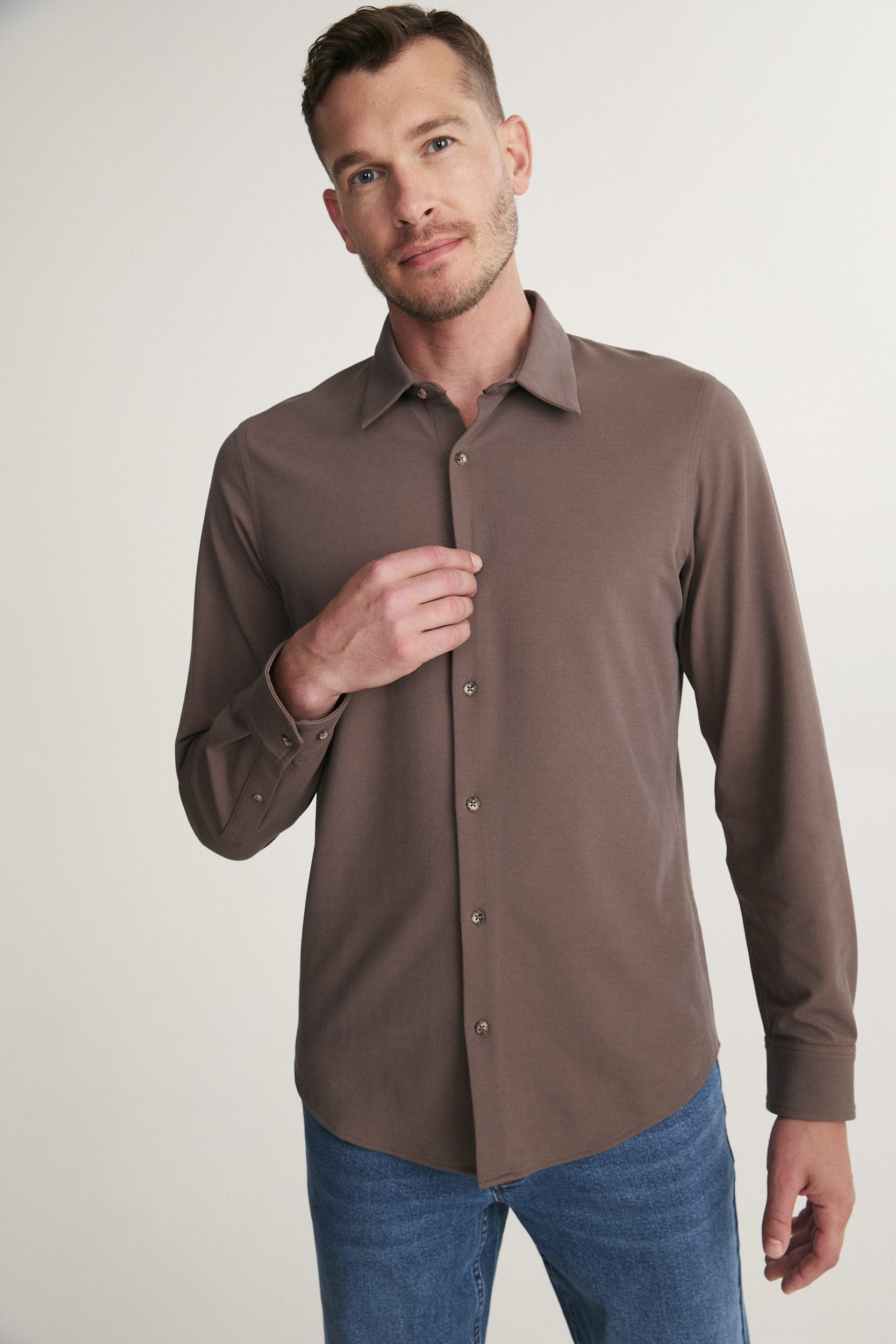 Long sleeve fitted jersey shirt