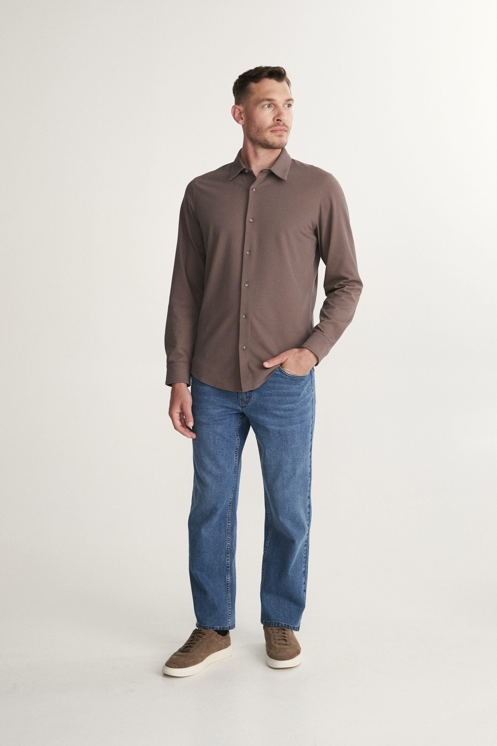 Long sleeve fitted jersey shirt
