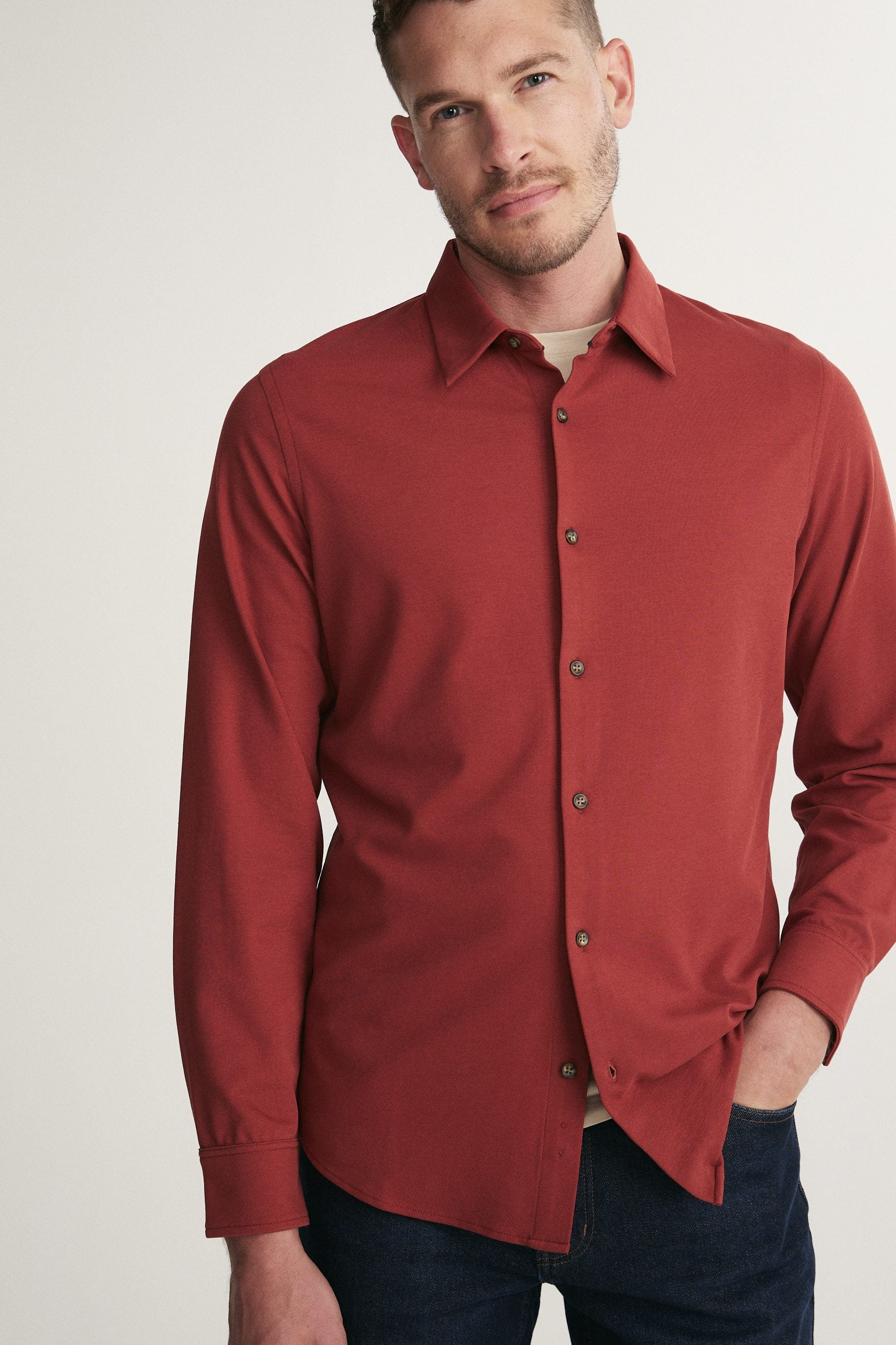 Long sleeve fitted jersey shirt