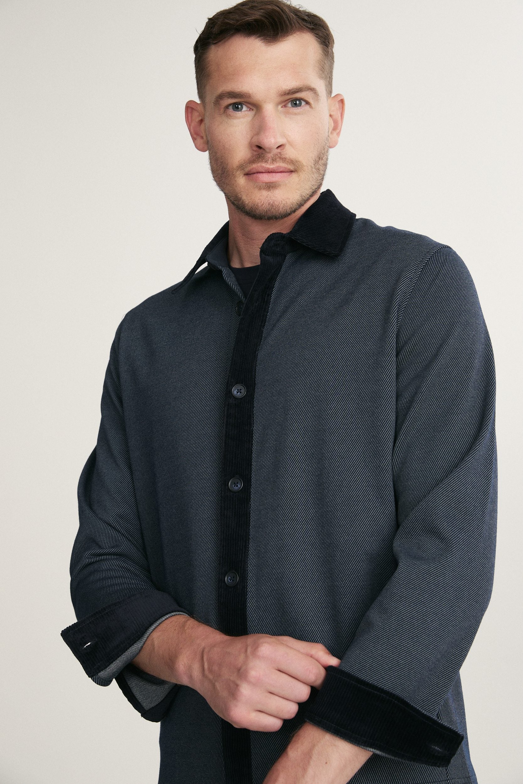 Surchemise ample en jersey et corduroy