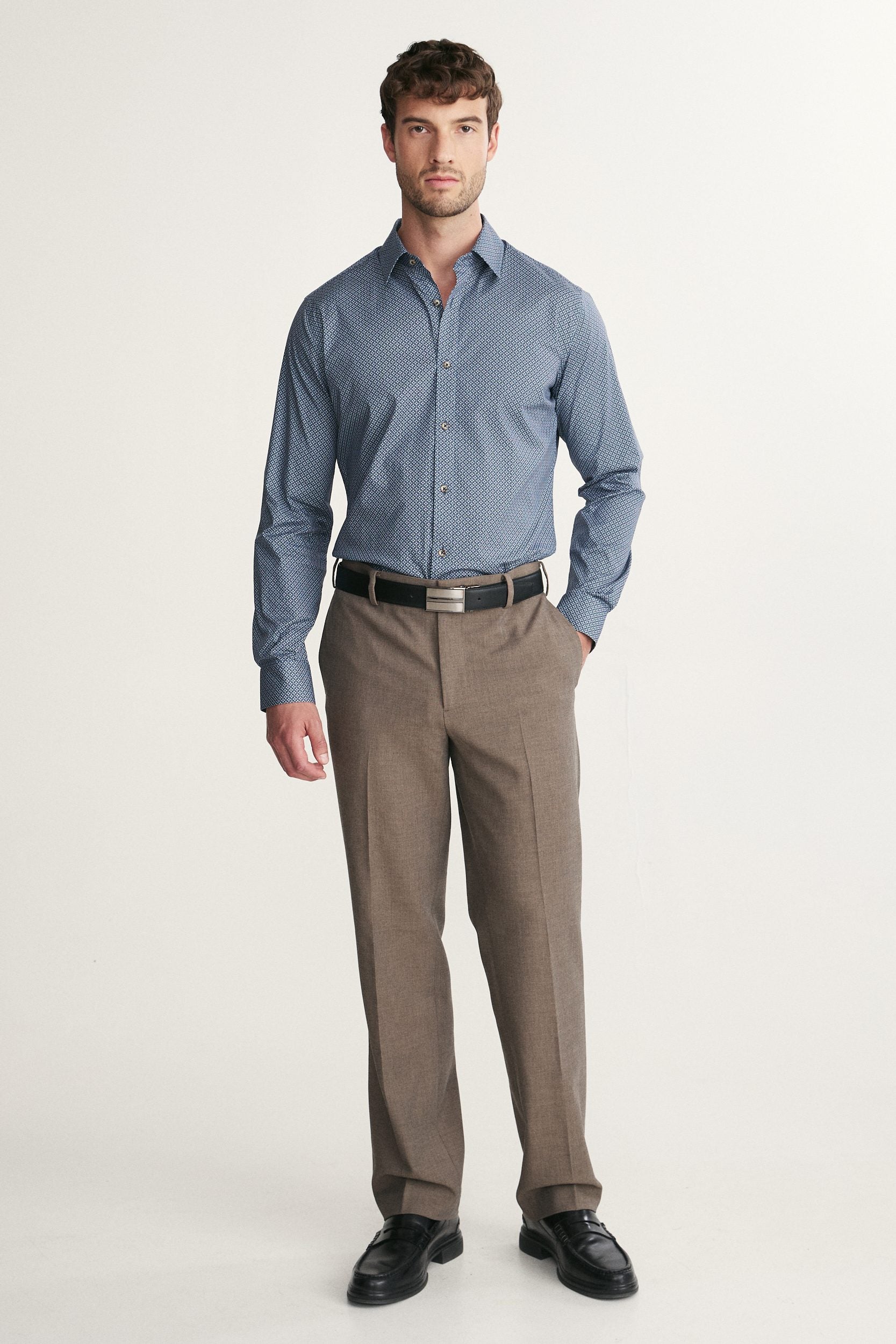Chemise ajustée imprimé micro motifs