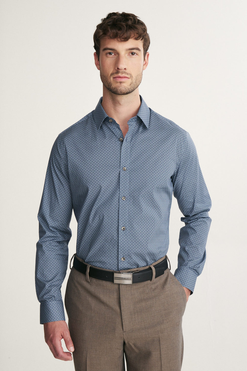 Chemise ajustée imprimé micro motifs