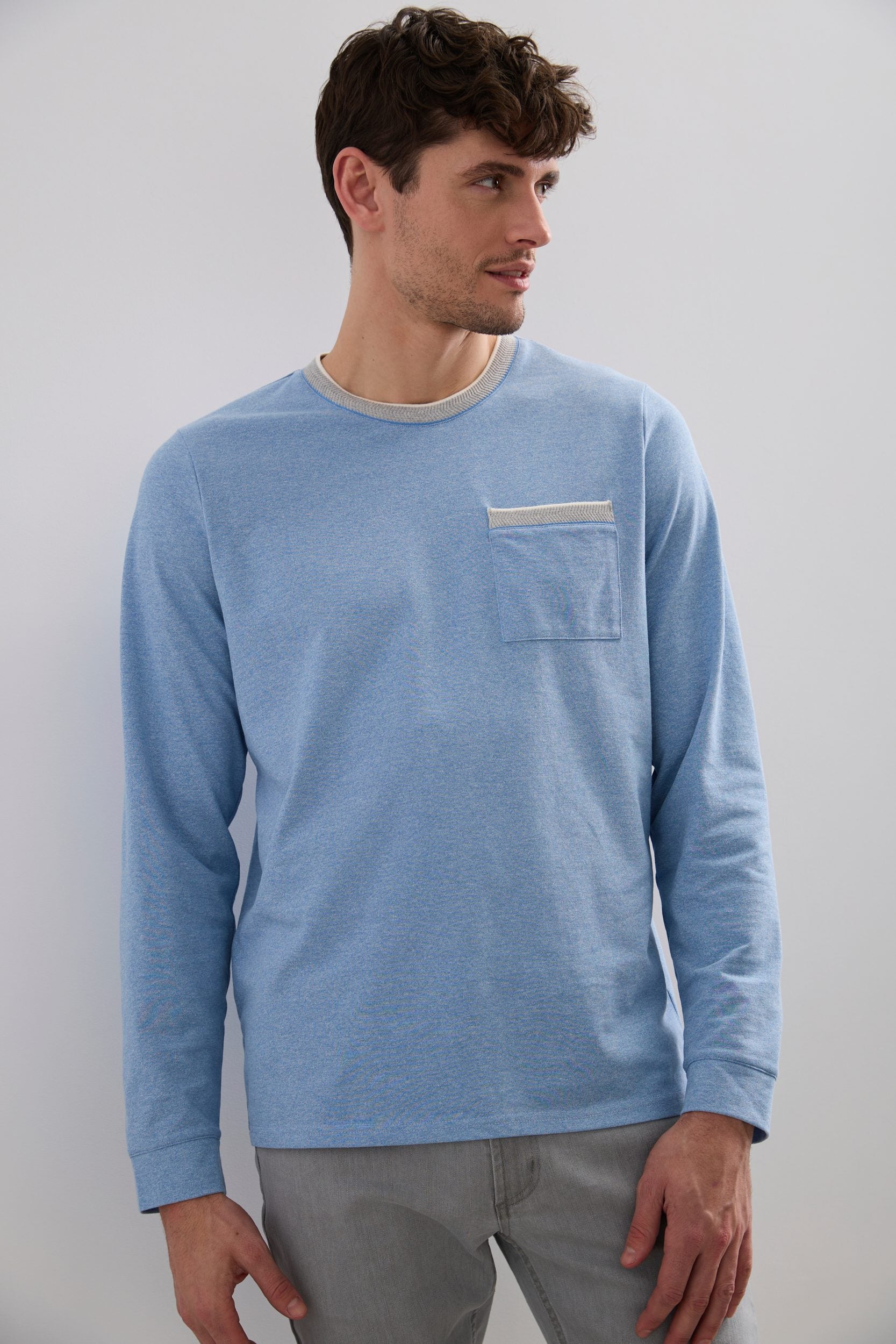 T-shirt piqué détails de tricot côtelé