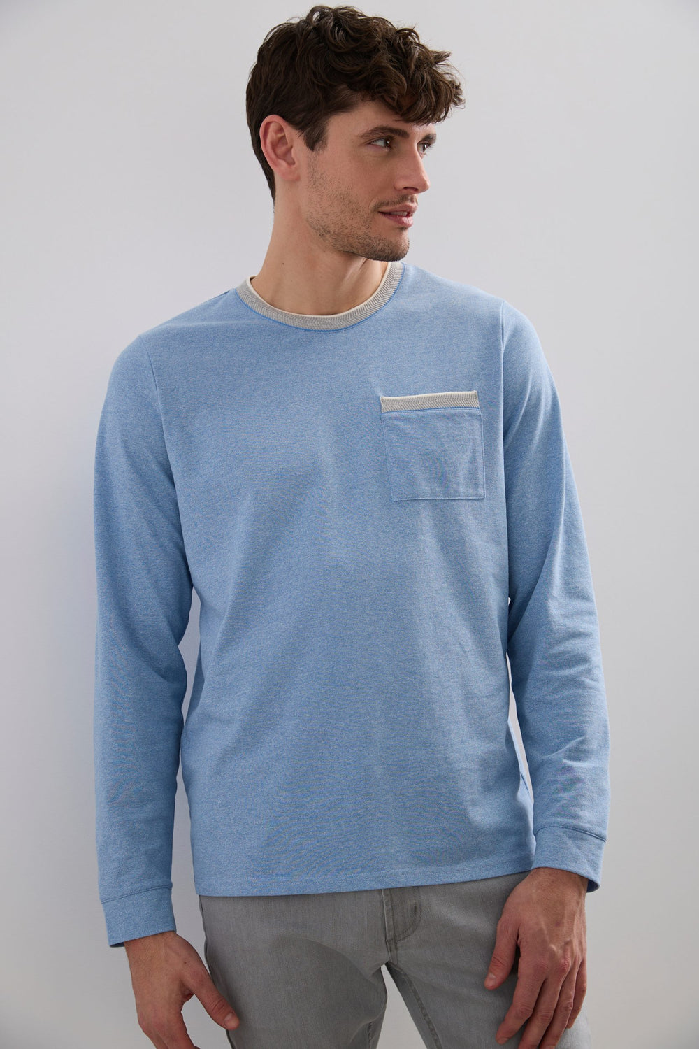 T-shirt piqué détails de tricot côtelé