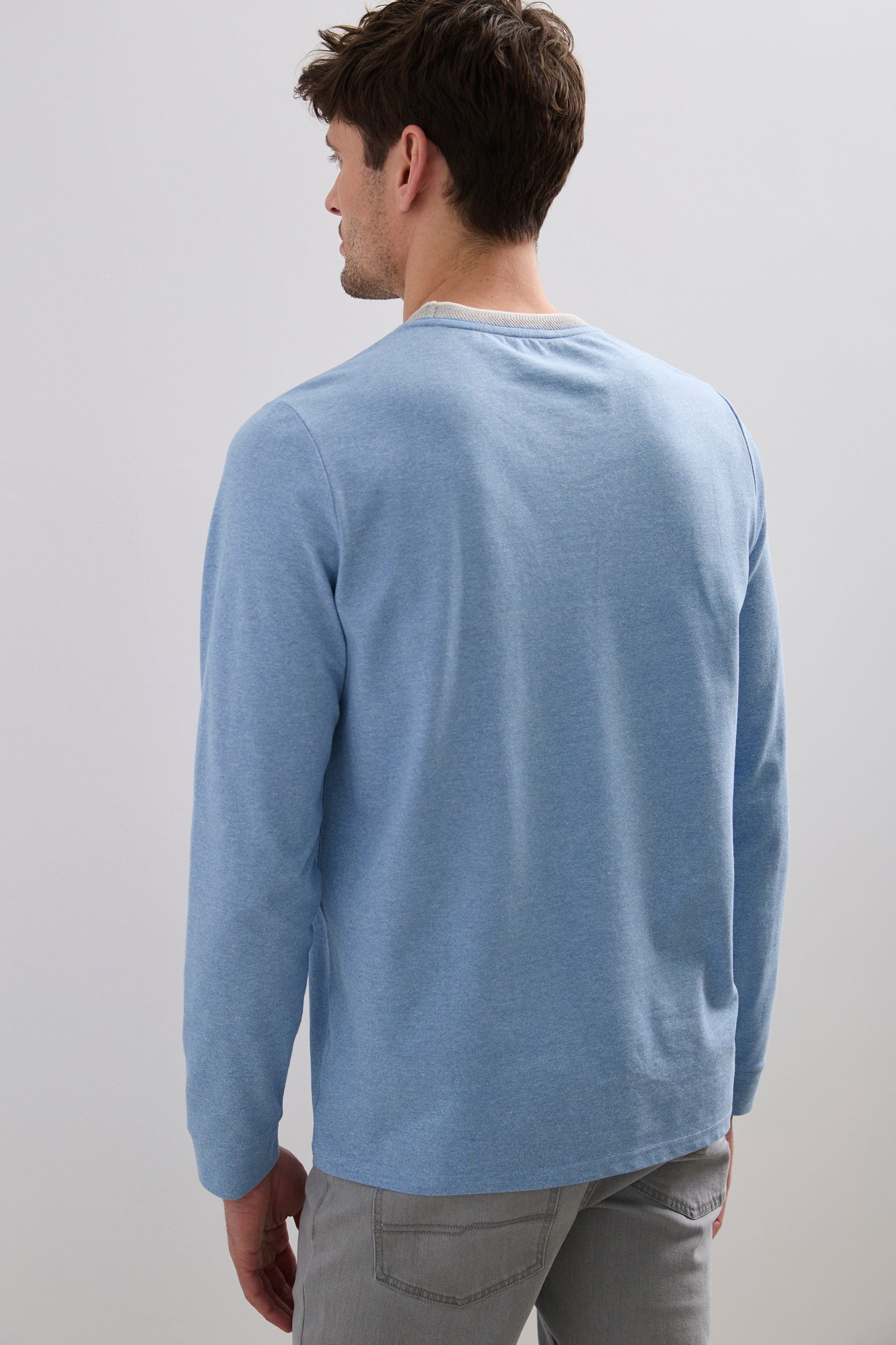 T-shirt piqué détails de tricot côtelé