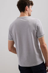 T-shirt piqué détails de tricot côtelé