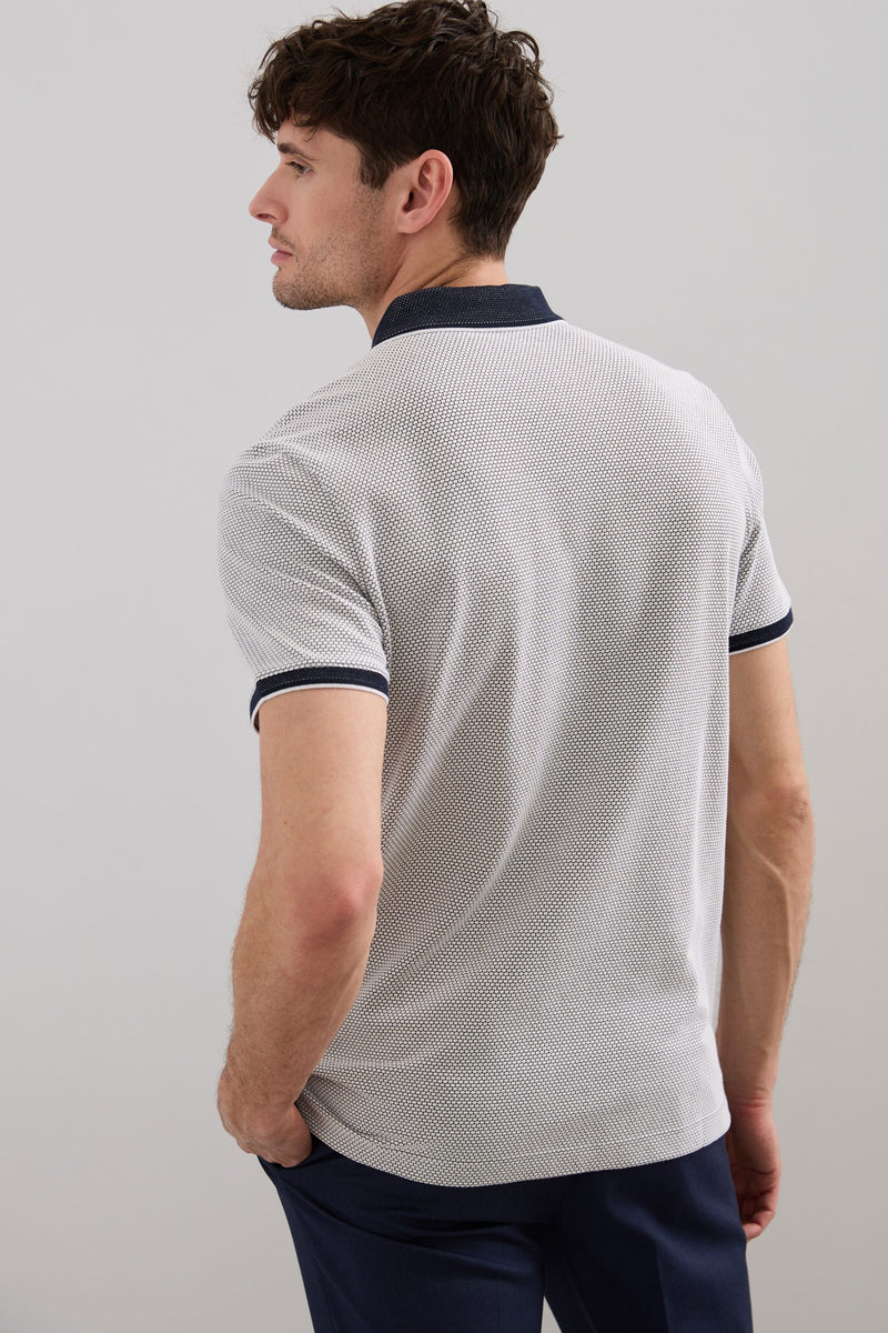 Jacquard Zipped Polo With Collar Detail