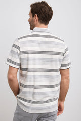 Polo with textured stripes