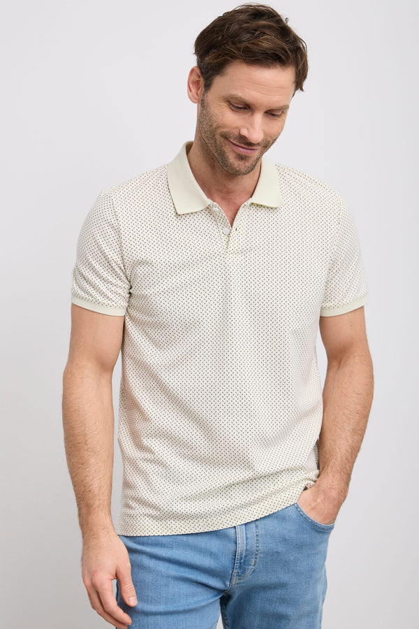 Printed polo with detailed collar