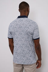 Print polo with collar detail
