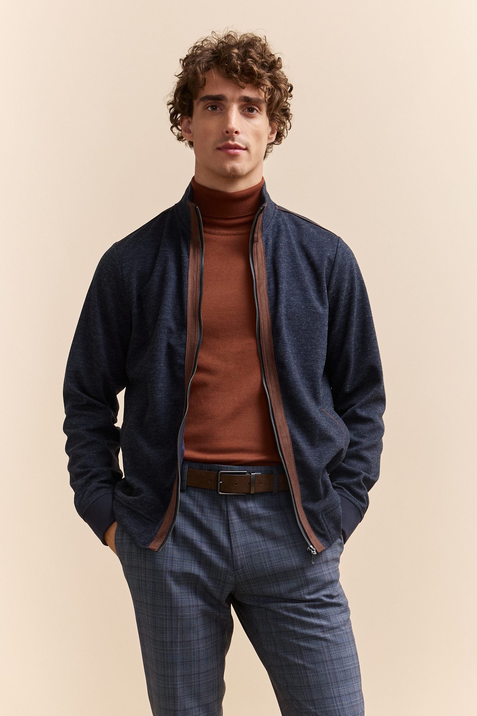 Cardigan avec zip matière mixte