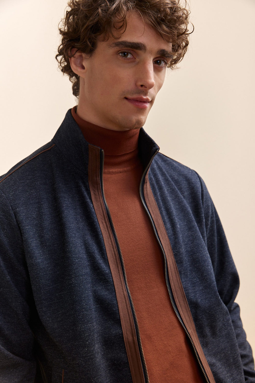 Cardigan avec zip matière mixte