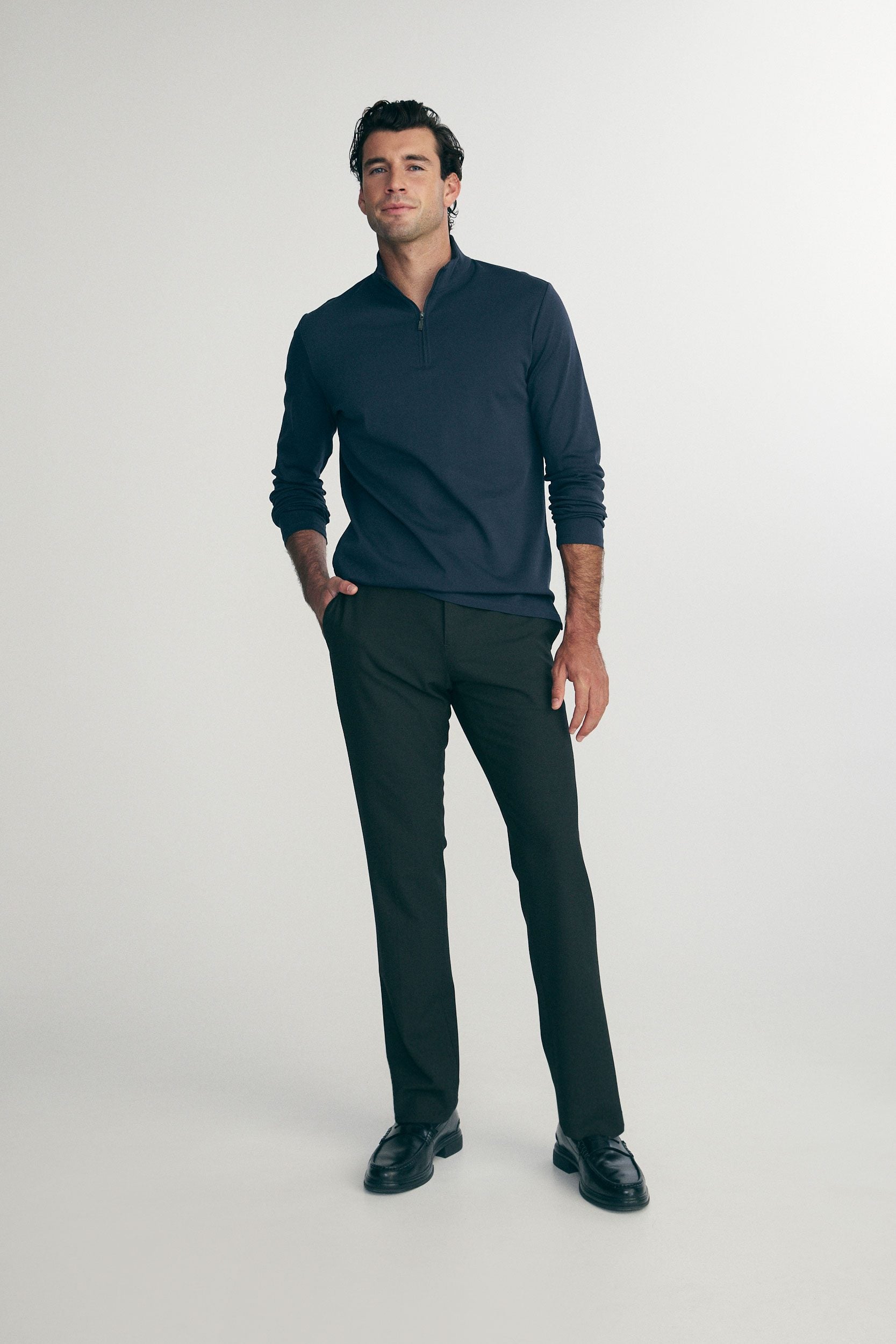 Pima cotton half zip t-shirt