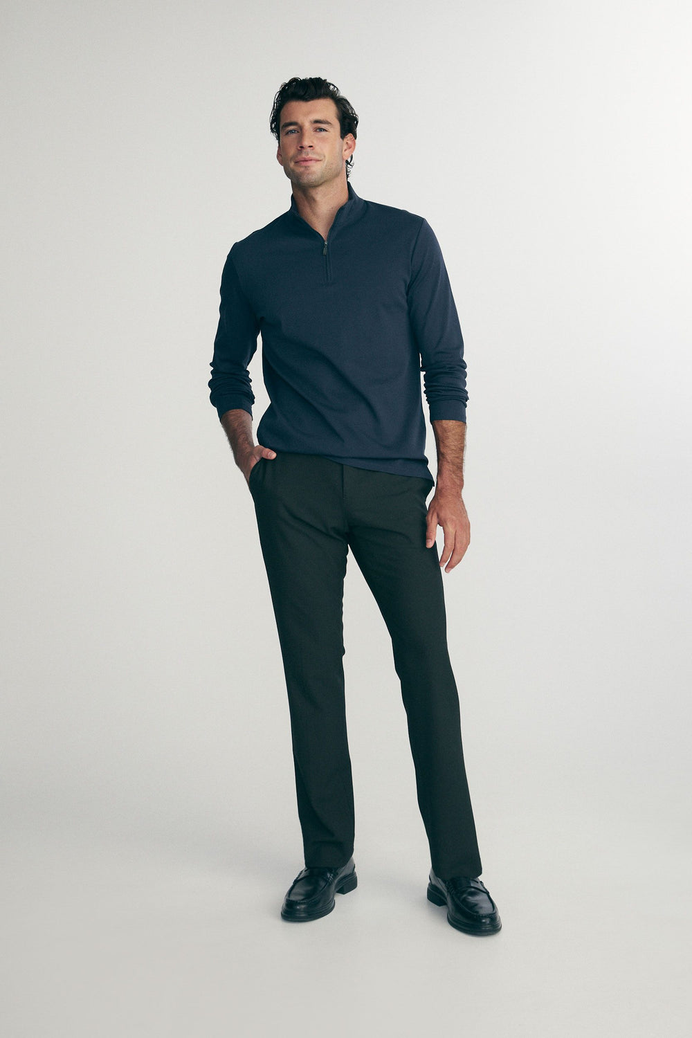 Pima cotton half zip t-shirt