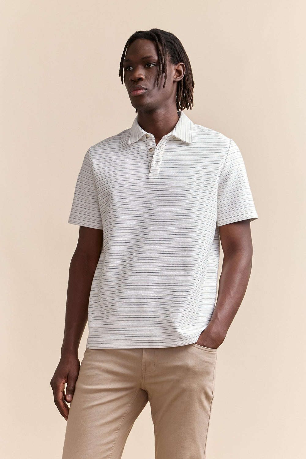 Polo à rayures texturées