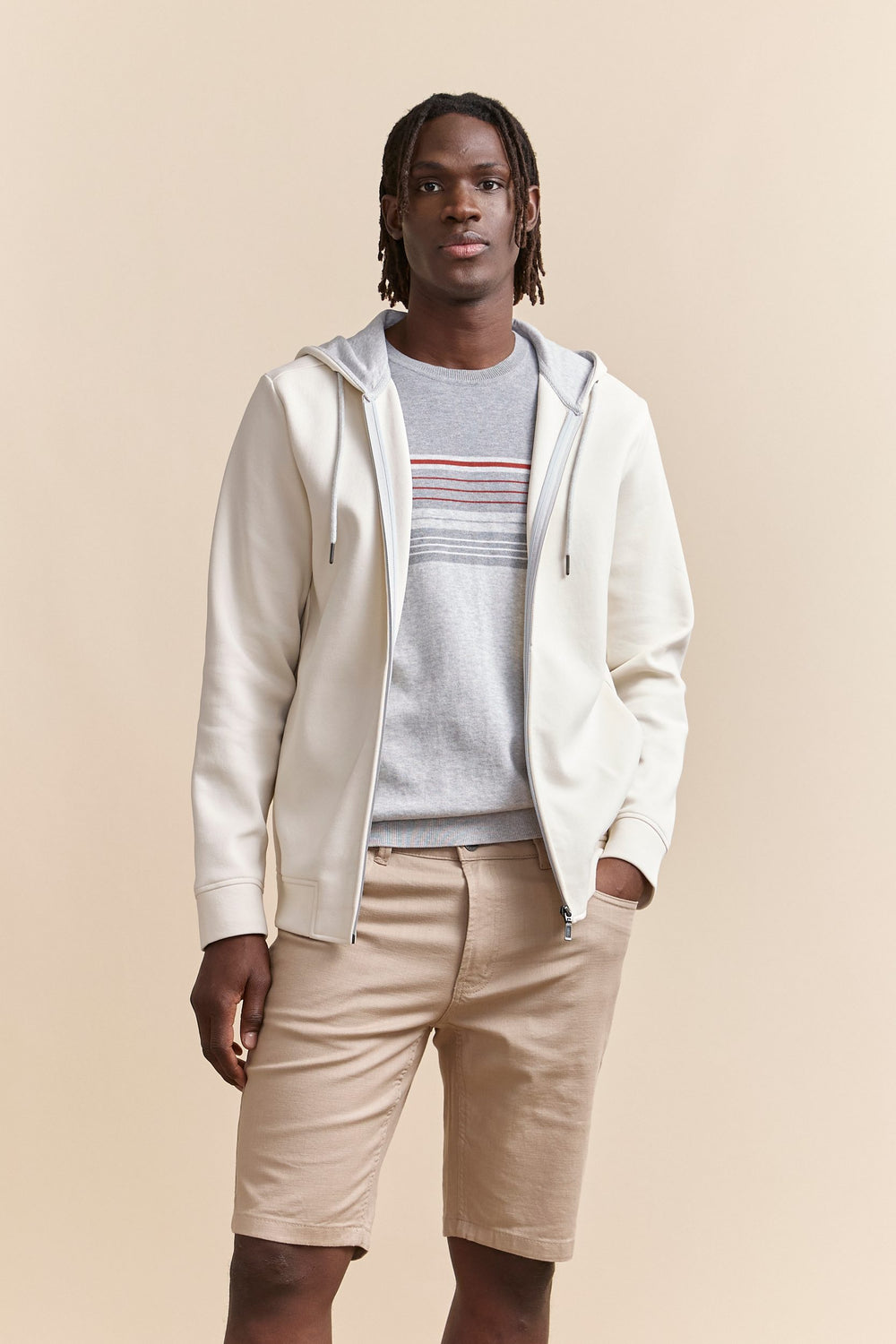 Cardigan zip à capuchon