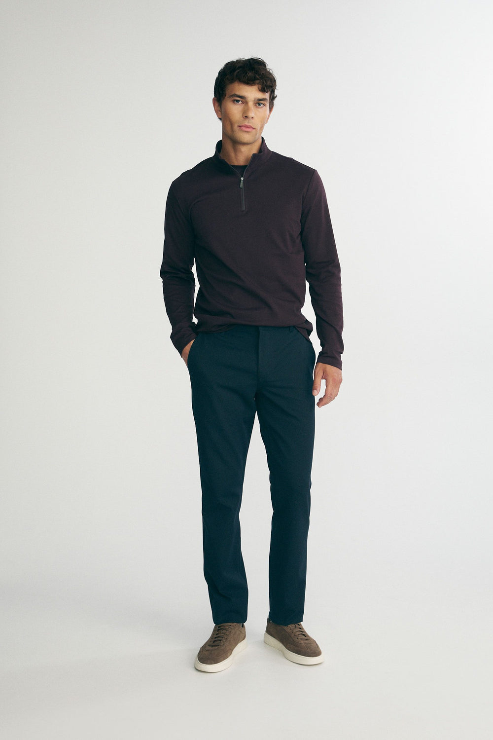 T-shirt coton pima col montant à zip