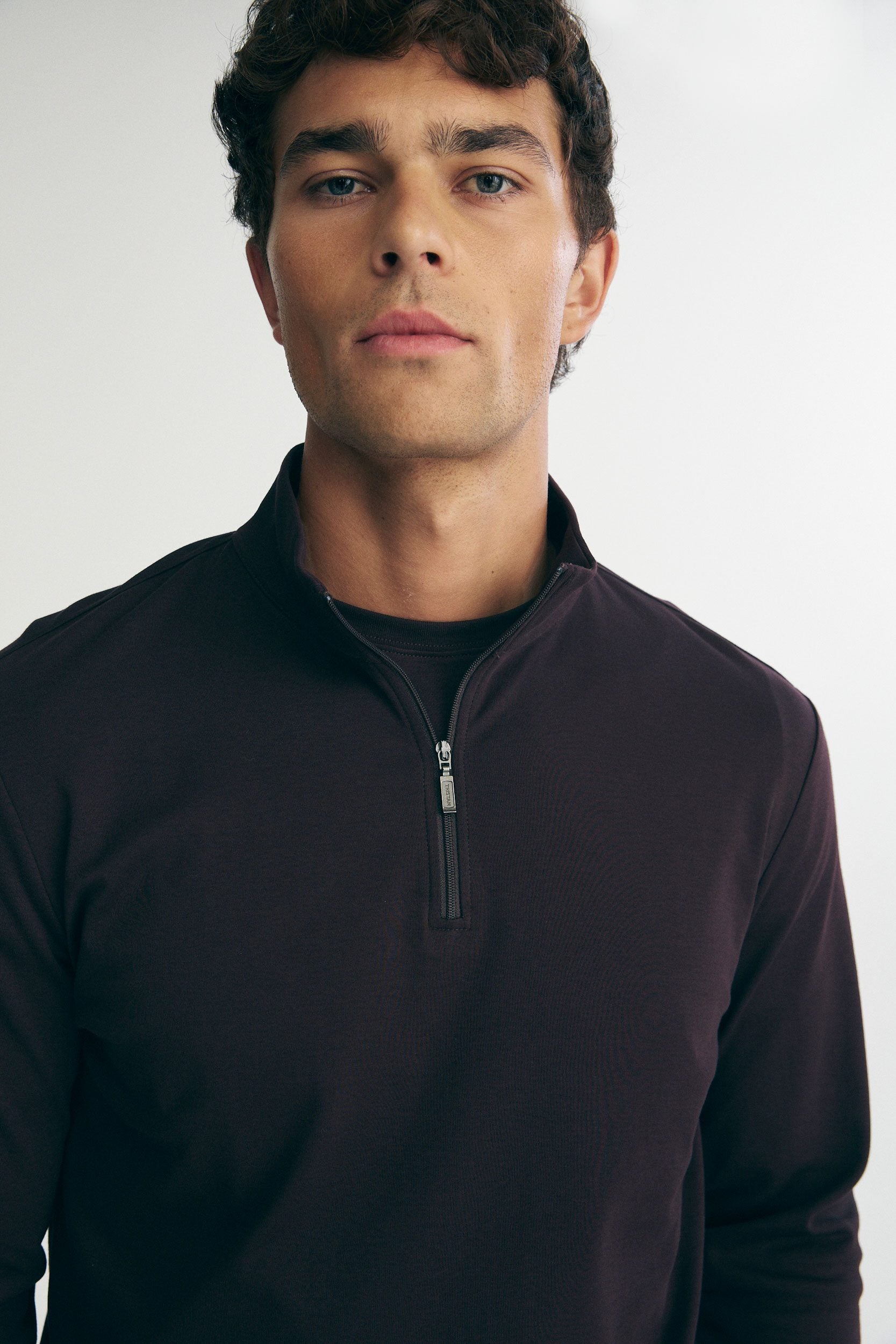 T-shirt coton pima col montant à zip