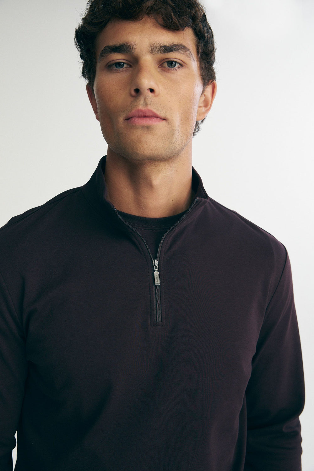 T-shirt coton pima col montant à zip