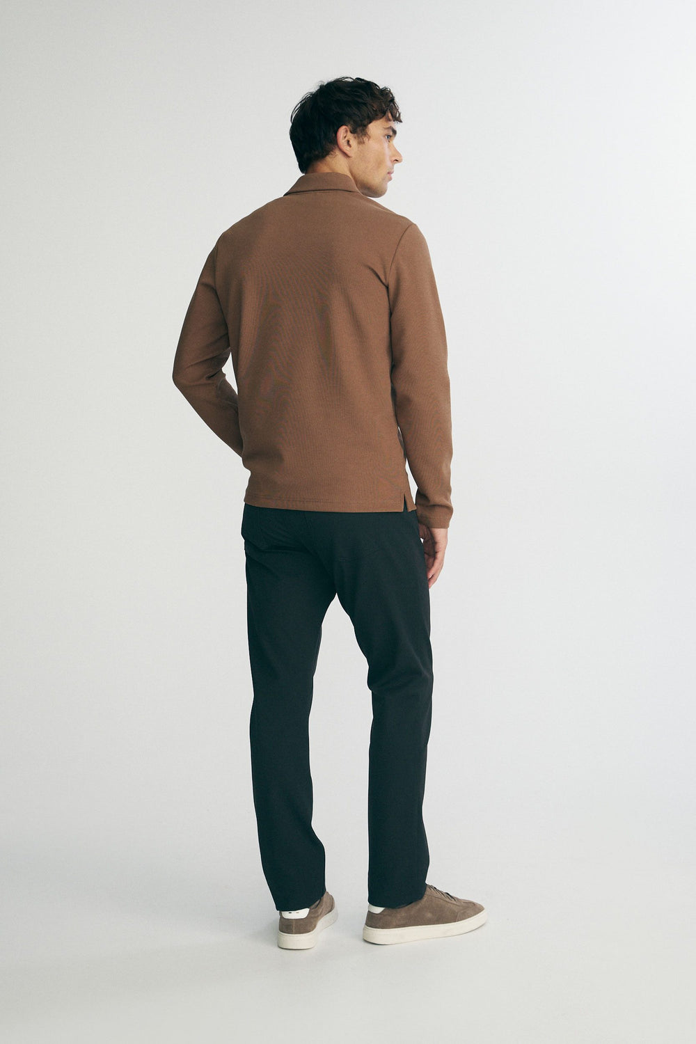 Long sleeve polo half zip with pocket
