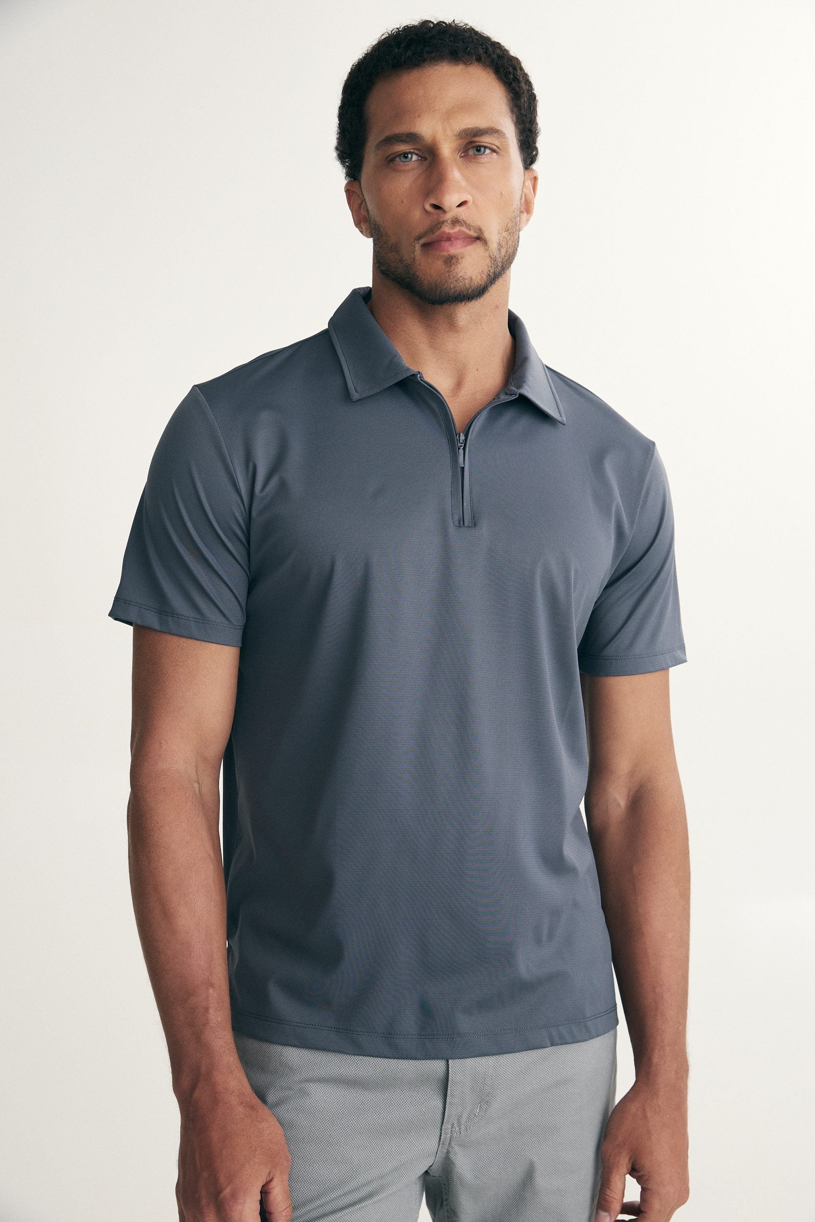 Zip-up technical polo