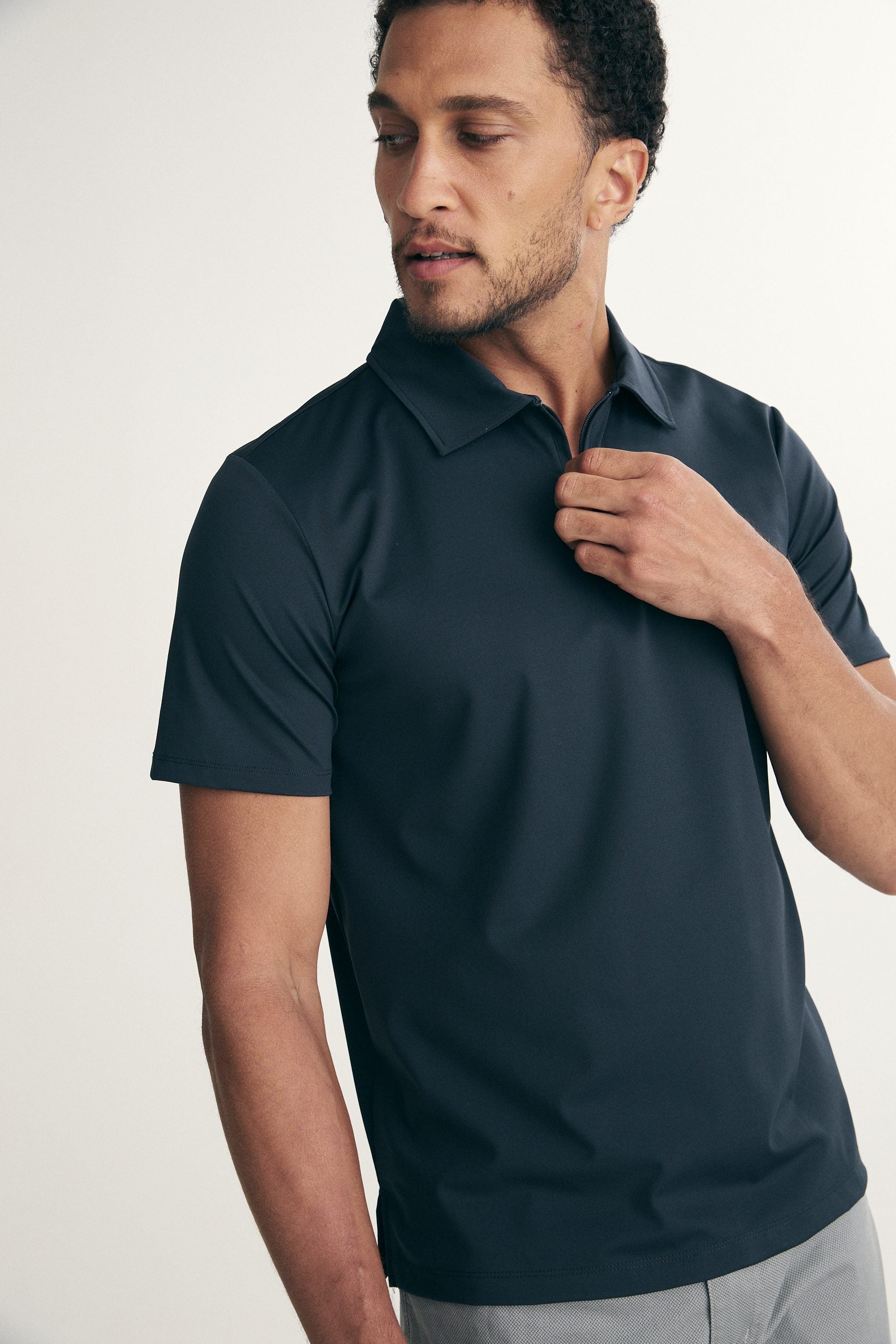 Zip-up technical polo