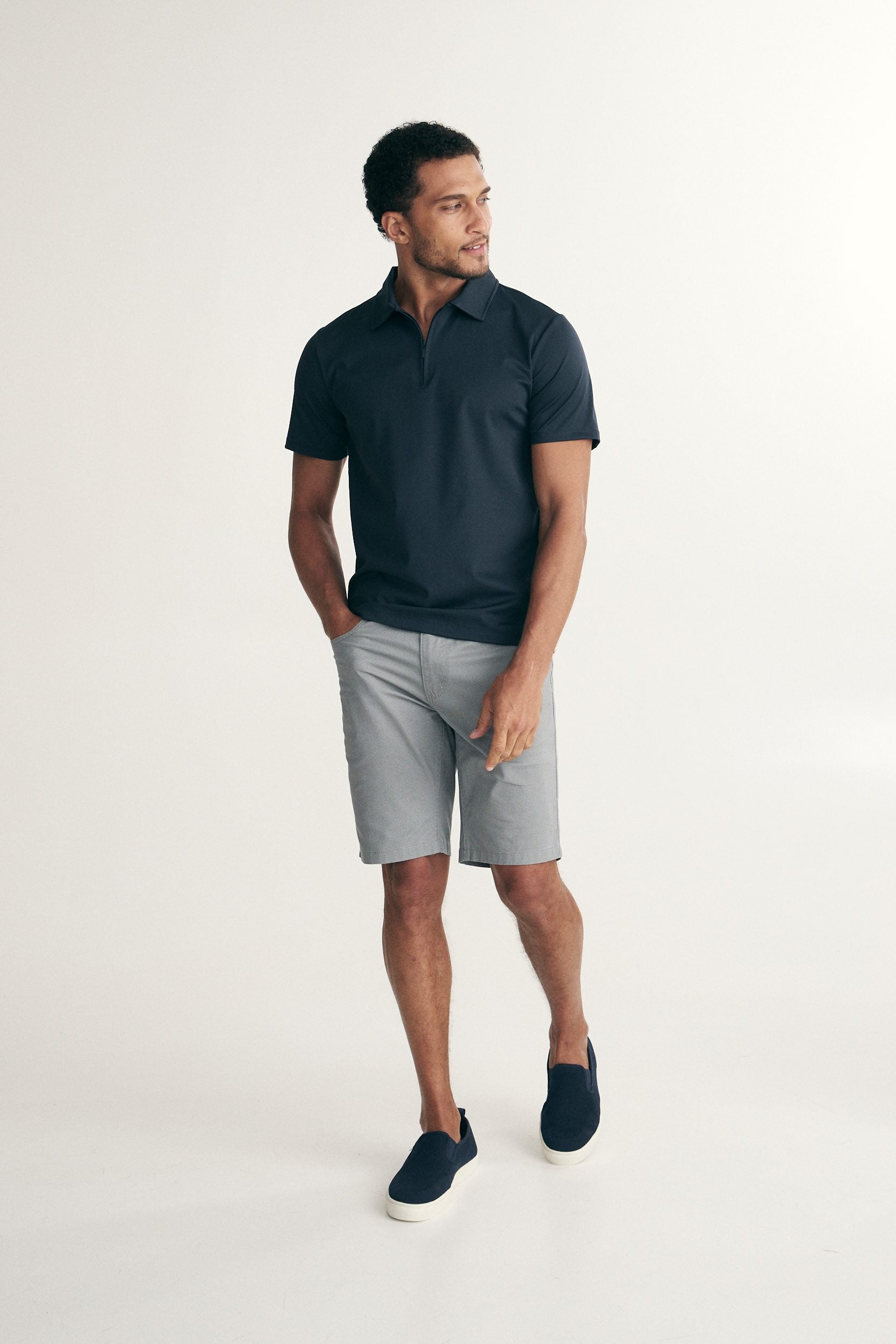 Zip-up technical polo
