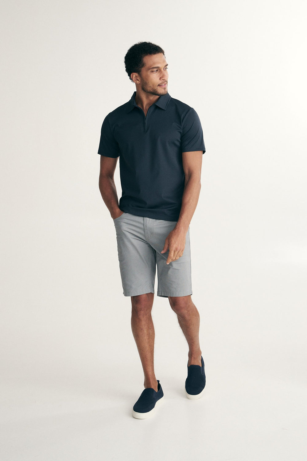 Zip-up technical polo